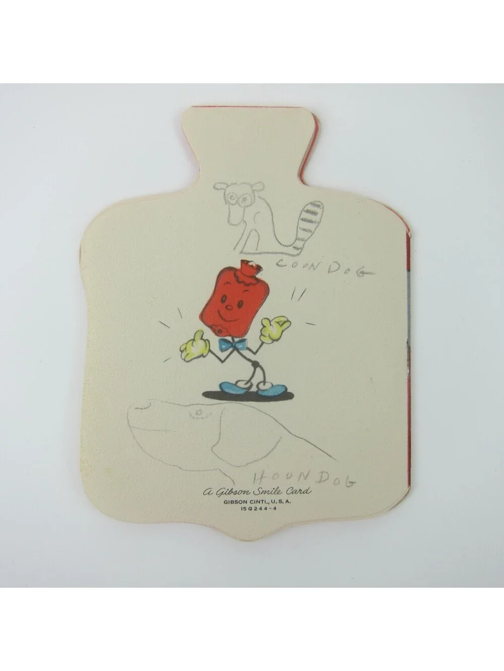 Vintage Birthday Card Anthropomorphic Hot Water Bottle Six Pages of Jokes 1950s